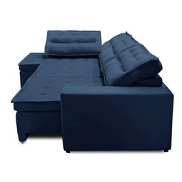 Sofá de Canto Retrátil e Reclinável com Molas LE 3,00x2,00m Viviane Suede Azul Madelina Decor - 4 Sofá de Canto Retrátil e Reclinável com Molas LE 3,00x2,00m Viviane Suede Azul Madelina Decor - 4