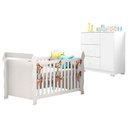 Ver imagem 1 de Berço Americano Lara com Cômoda Infantil Duda Branco Brilho – Phoenix Baby