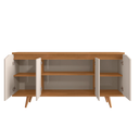 Ver imagem 2 de Buffet Aparador 4 Portas Sala de Estar Jantar Pé Madeira Off White / Cedro