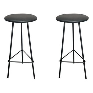 Banqueta Retro Alta Ferro Industrial Assento Peroba 70cm Cor:estofado