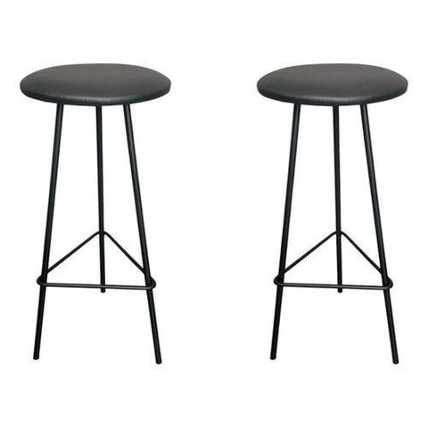 Banqueta Retro Alta Ferro Industrial Assento Peroba 70cm Cor:estofado
