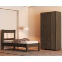 Ver imagem 1 de Kit Quarto Bela Solteiro de Mdf Cama + Guarda Roupa 3 Portas Designer Moderno Ripado