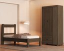 Ver imagem 1 de Kit Quarto Bela Solteiro de Mdf Cama + Guarda Roupa 3 Portas Designer Moderno Ripado