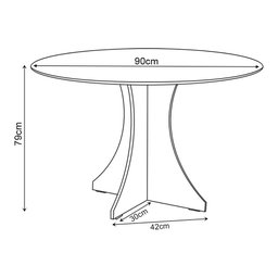 Mesa de Jantar Redonda Elisa 4 Lugares 90x90 Base em X em Mdf - Branco - 4