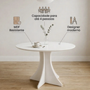 Ver imagem 3 de Mesa de Jantar Redonda Elisa 4 Lugares 90x90 Base em X em Mdf - Branco