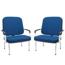 Ver imagem 1 de Kit 02 Cadeiras de Escritório Recepção com Braço Fixa Cromada Magno P03 Crepe Azul - Lyam Decor