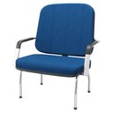 Ver imagem 3 de Kit 02 Cadeiras de Escritório Recepção com Braço Fixa Cromada Magno P03 Crepe Azul - Lyam Decor