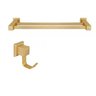 Kit com Porta Toalha de Banho Duplo 62cm e 01 Cabide Ouro Fosco Ducon Metais - 1