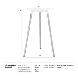 Mesa alta bar bistro gourmet Eames Leda pé palito - 7