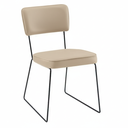 Ver imagem 1 de Cadeira de Jantar Minimalista Roma Tecido Couríssimo Bege Base Aço Preto - Ooca Móveis