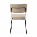 Ver imagem 2 de Cadeira de Jantar Minimalista Roma Tecido Couríssimo Bege Base Aço Preto - Ooca Móveis