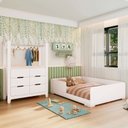 Ver imagem 1 de Quarto Infantil Completo Guarda-Roupa Closet e Cama Casal Montessoriana 100% MDF Olivia e Mark Branco