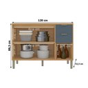 Ver imagem 2 de Balcão de Cozinha Colors 120 cm 3 Portas 2 Gavetas Freijó Azul Secreto - Kits Paraná