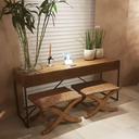 Ver imagem 2 de Aparador Miranda Industrial de Madeira Cor Marrom Rústico Pés de Metal Cor Grafite