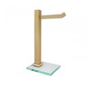 Ver imagem 3 de Kit 01 Papeleira Uma Haste e 01 Porta Toalhas de Bancada Vidro Incolor Ouro Fosco Ducon Metais