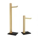 Ver imagem 1 de Kit 01 Papeleira Uma Haste e 01 Porta Toalhas de Bancada Vidro Preto Ouro Fosco Ducon Metais