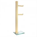 Ver imagem 2 de Kit 1 Papeleira de Chão Dupla Ouro Fosco e 1 Porta Toalhas de Bancada Ouro Fosco com Vidro Incolor D