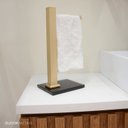 Ver imagem 4 de Kit 1 Papeleira de Chão Dupla Ouro Fosco e 1 Porta Toalhas de Bancada Ouro Fosco com Vidro Preto