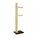 Ver imagem 3 de Kit 1 Papeleira de Chão Dupla Ouro Fosco e 1 Porta Toalhas de Bancada Ouro Fosco com Vidro Preto