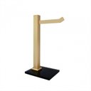 Ver imagem 2 de Kit 1 Papeleira de Chão Dupla Ouro Fosco e 1 Porta Toalhas de Bancada Ouro Fosco com Vidro Preto