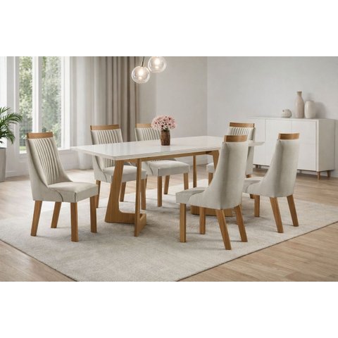 Sala de Jantar Completa com 6 Cadeiras Ravena -domus Móveis