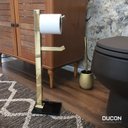 Ver imagem 4 de Kit 1 Papeleira de Chão Dupla e 1 Porta Toalhas de Bancada com Vidro Ducon Metais