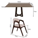 Ver imagem 3 de Mesa Jantar Isabela 1,2m Freijó Pés Castanho 4 Cadeiras Gabriela Madeira Restaurante - Bege Linho