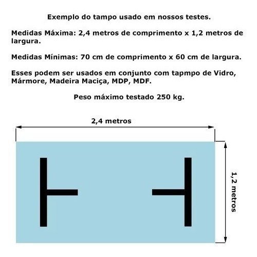 Base P/ Mesa Estilo T De Ferro S/ Tampo - Branco - 2