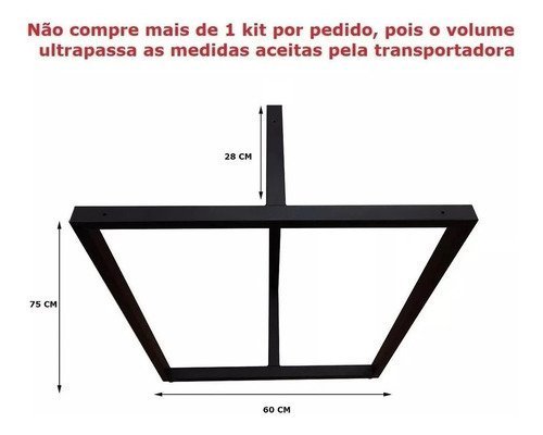 Base P/ Mesa Estilo T De Ferro S/ Tampo - Branco - 4