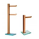 Ver imagem 1 de Kit 1 Papeleira de Chão Dupla e 1 Porta Toalhas de Bancada com Vidro Incolor Ducon Metais