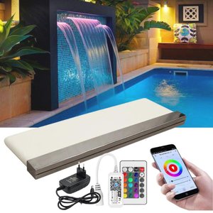 Cascata Piscina 100cm Embutir Iluminação Led Rgb e