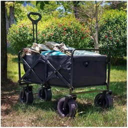 Carrinho Vagao Utilitario Carga Roda Grande Dobravel Caçamba Grande Capacidade Armazenamento Terreno - 12
