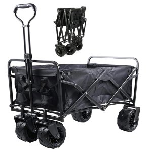 Carrinho Vagao Utilitario Carga Roda Grande Dobravel Caçamba Grande Capacidade Armazenamento Terreno