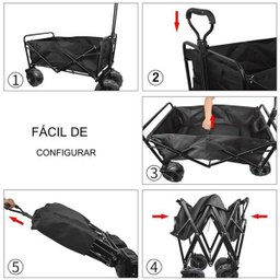 Carrinho Vagao Utilitario Carga Roda Grande Dobravel Caçamba Grande Capacidade Armazenamento Terreno - 10