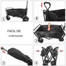 Carrinho Vagao Utilitario Carga Roda Grande Dobravel Caçamba Grande Capacidade Armazenamento Terreno - 10