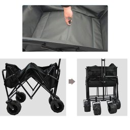 Carrinho Vagao Utilitario Carga Roda Grande Dobravel Caçamba Grande Capacidade Armazenamento Terreno - 6