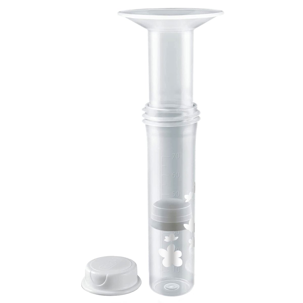 Extrator de Leite Materno Tira Leite Com Tampa Graduado 70ml Branco e Transparente Lillo