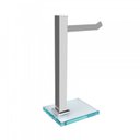 Ver imagem 3 de Kit 1 Papeleira de Chão Dupla Cromada e 1 Porta Toalhas de Bancada Cromada com Vidro Incolor Ducon M