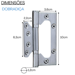 Kit C/ 3 Dobradiças - Sobrepor com Rolamento - Inox Escovado - 5