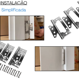 Kit C/ 3 Dobradiças - Sobrepor com Rolamento - Inox Escovado - 4