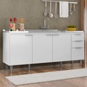 Ver imagem 1 de Balcão de Cozinha com Pia Inox 180cm Pérola Z34 Branco - Mpozenato