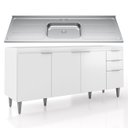 Ver imagem 2 de Balcão de Cozinha com Pia Inox 180cm Pérola Z34 Branco - Mpozenato