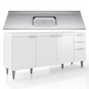 Ver imagem 1 de Balcão de Cozinha com Pia Inox 180cm Pérola Z34 Branco - Mpozenato