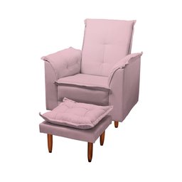 Poltrona Amamentação e Puff Ariel Suede Rosa Bebê Pés Palito Tana Decor Newbelle Decor - 2