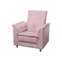 Poltrona Amamentação e Puff Ariel Suede Rosa Bebê Pés Palito Tana Decor Newbelle Decor - 3
