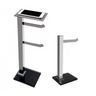 Kit 1 Papeleira de Chão Dupla com Porta Celular e 1 Porta Toalhas de Bancada com Vidro Croamdo Ducon - 1