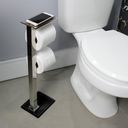 Ver imagem 4 de Kit 1 Papeleira de Chão Dupla com Porta Celular e 1 Porta Toalhas de Bancada com Vidro Croamdo Ducon