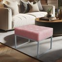 Ver imagem 5 de Kit 02 Puffs Lisa Suede Rosa Bebê Base Metálica Industrial Prata