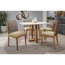 Ver imagem 1 de Conjunto Sala de Jantar Elma Premium Madeira Maciça C/ Tampo Madeirado C/ Vidro 120x80cm e 4