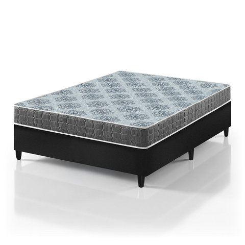 Cama Box Casal Preto + Colchão Espuma D23 Zidi Washington 138x188x51cm